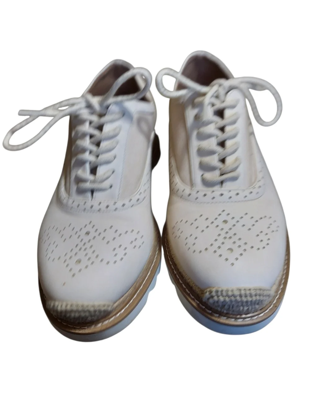 Torrid Brogue Platform Oxfords Cream Chunky Lug Sole Shoes 8.5WW